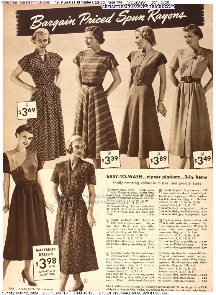 1949 Sears Fall Winter Catalog, Page 194