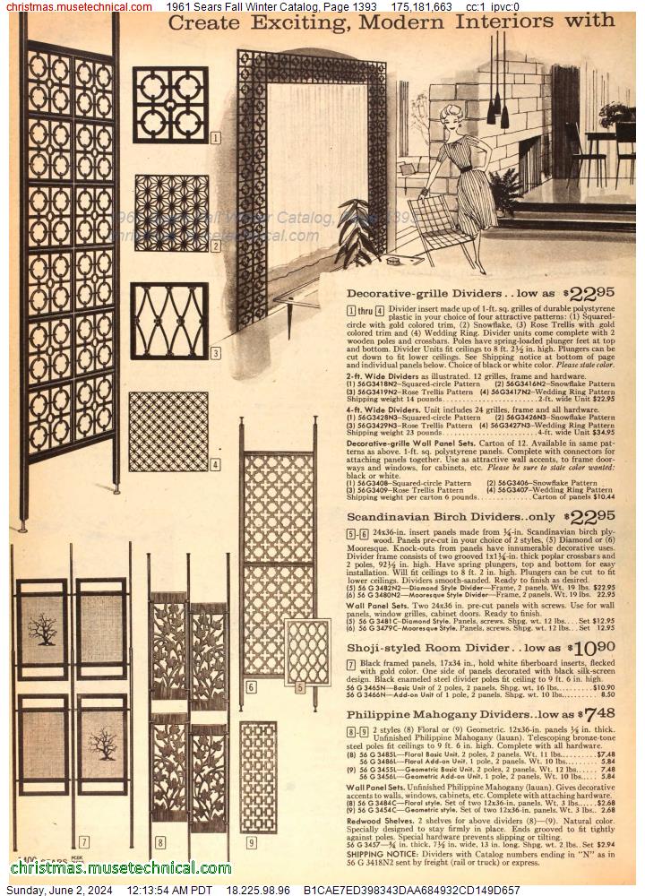 1961 Sears Fall Winter Catalog, Page 1393