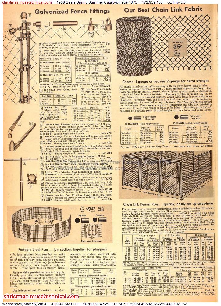 1958 Sears Spring Summer Catalog, Page 1375