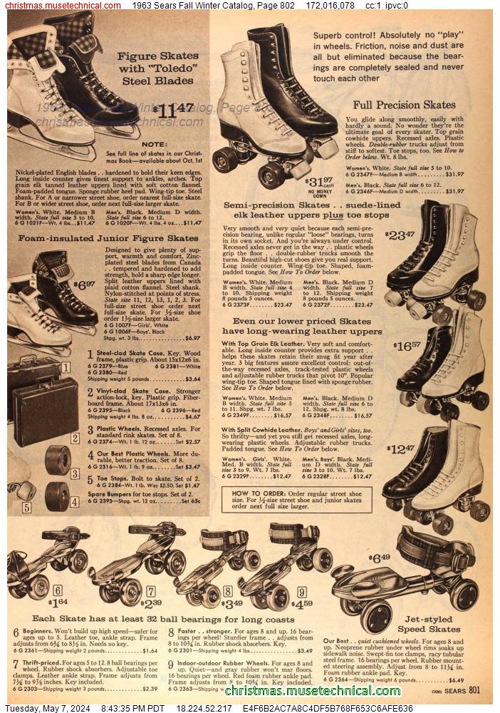 1963 Sears Fall Winter Catalog, Page 802
