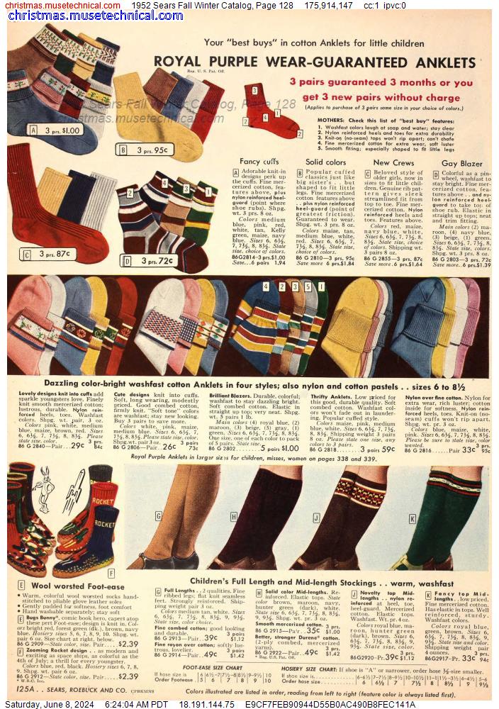 1952 Sears Fall Winter Catalog, Page 128