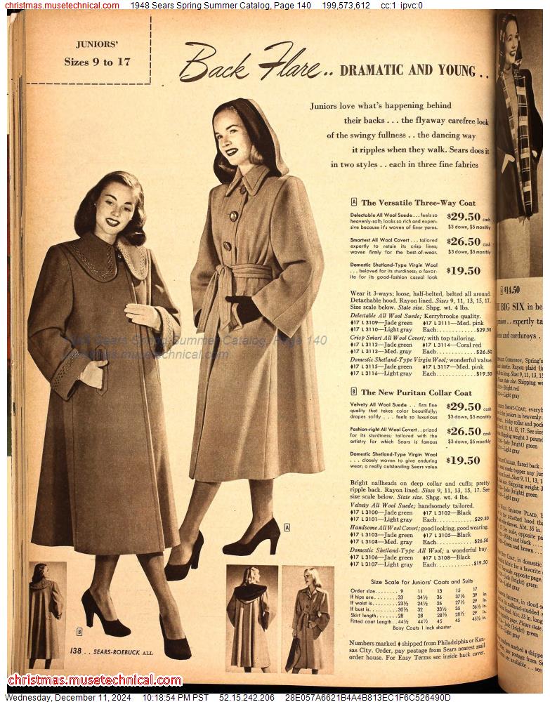 1948 Sears Spring Summer Catalog, Page 140