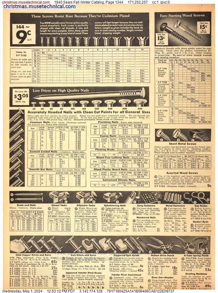 1940 Sears Fall Winter Catalog, Page 1344