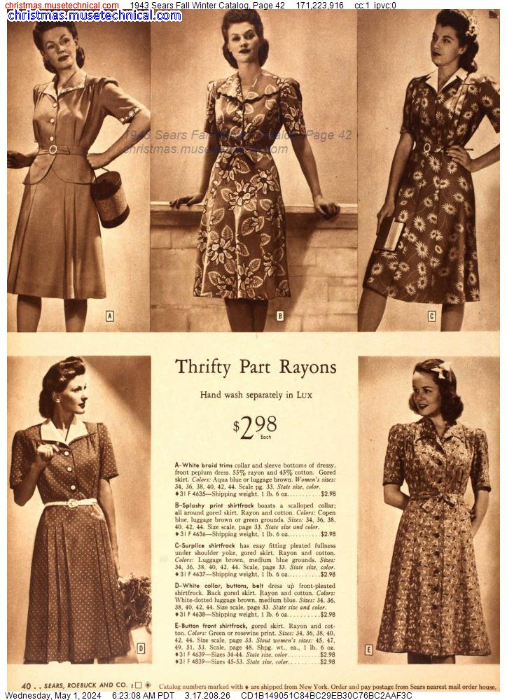 1943 Sears Fall Winter Catalog, Page 42