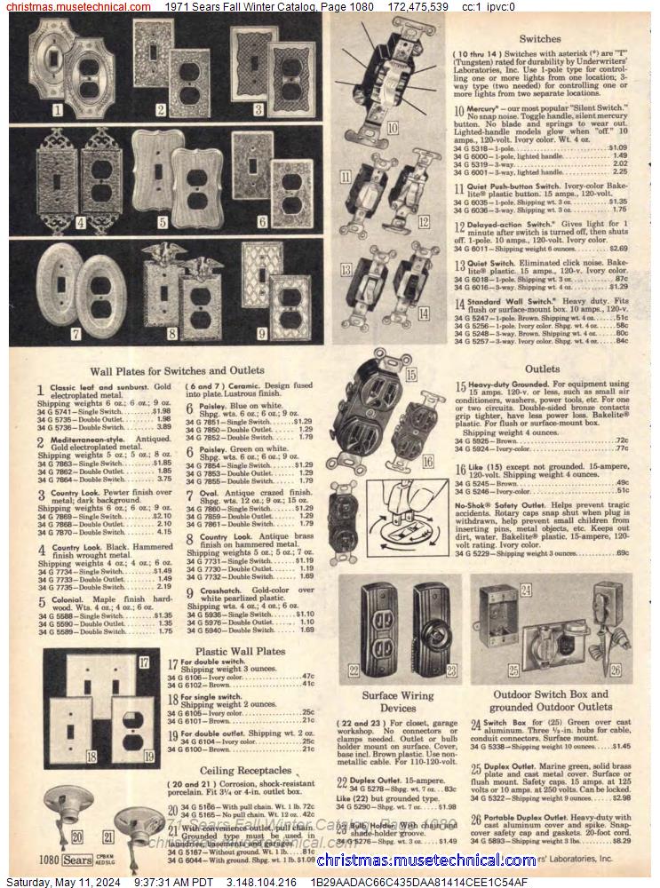 1971 Sears Fall Winter Catalog, Page 1080