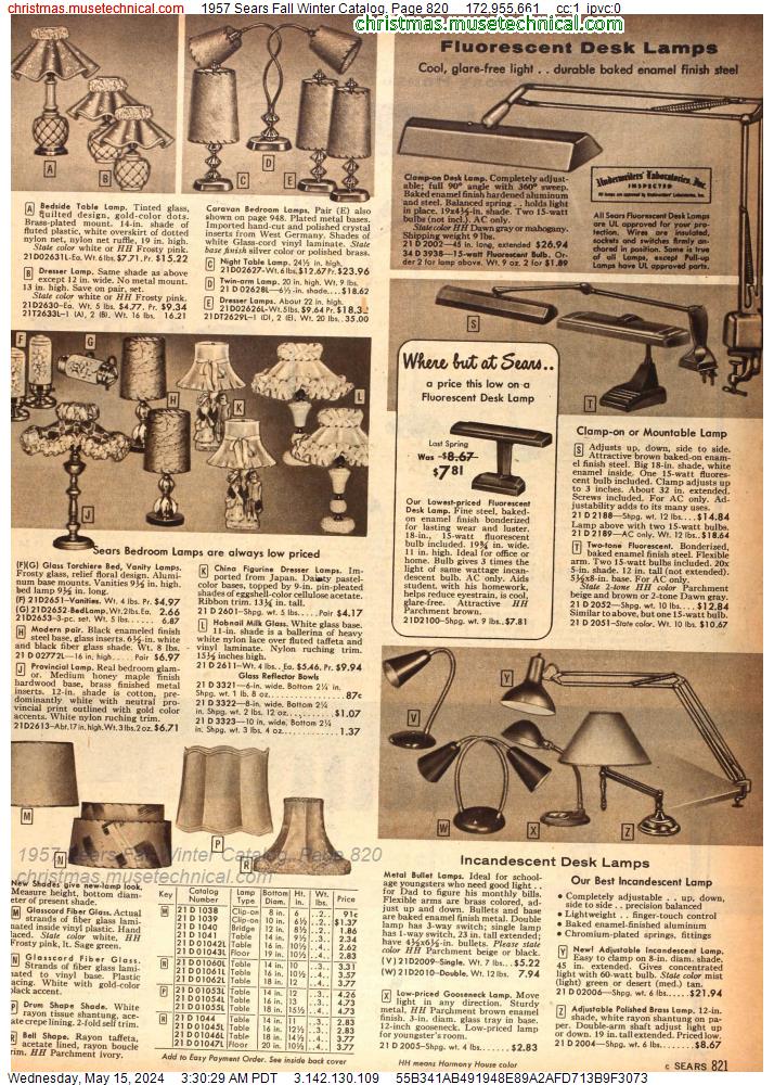 1957 Sears Fall Winter Catalog, Page 820
