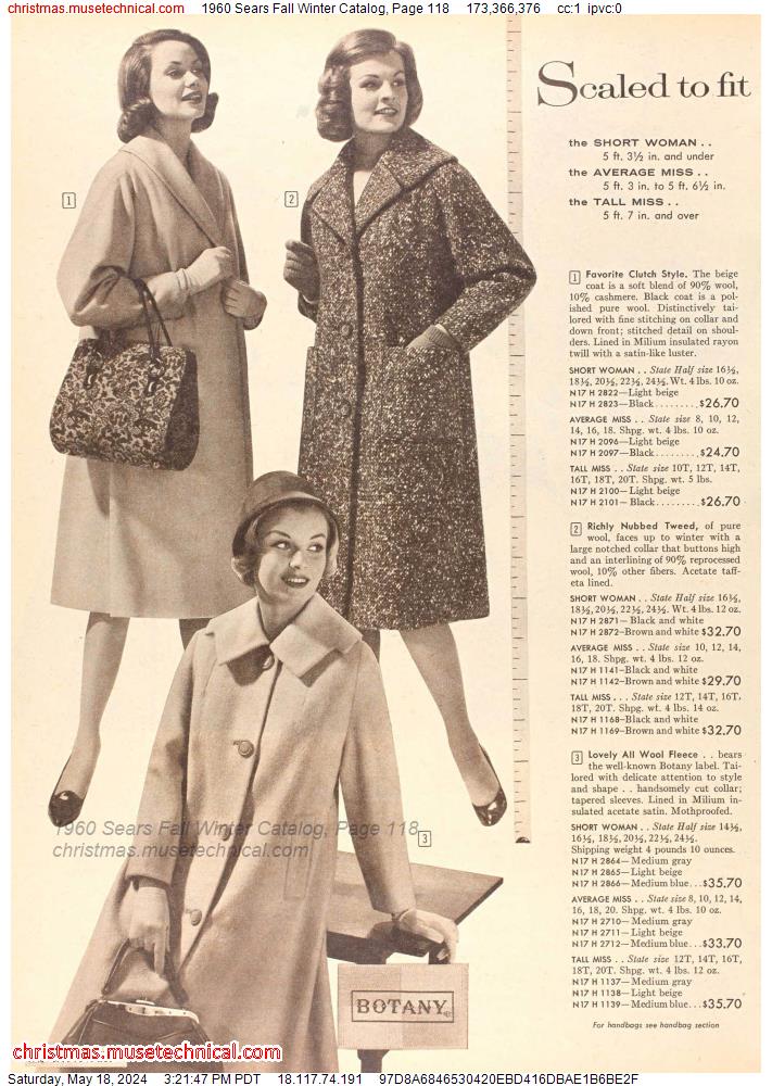1960 Sears Fall Winter Catalog, Page 118