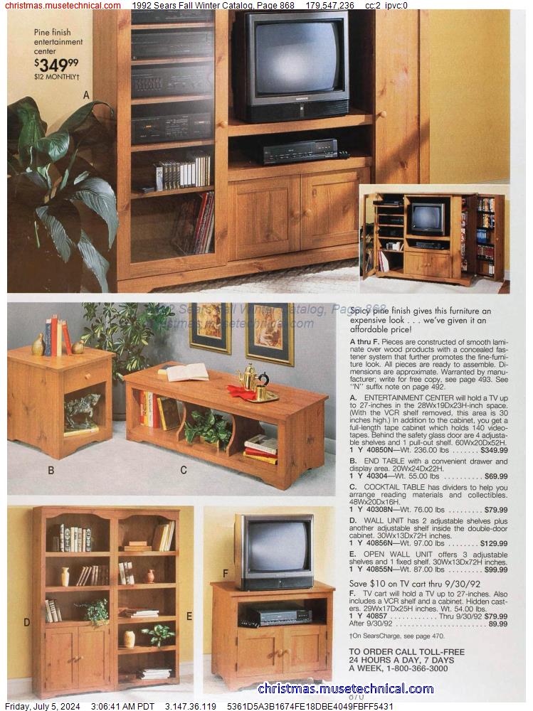 1992 Sears Fall Winter Catalog, Page 868