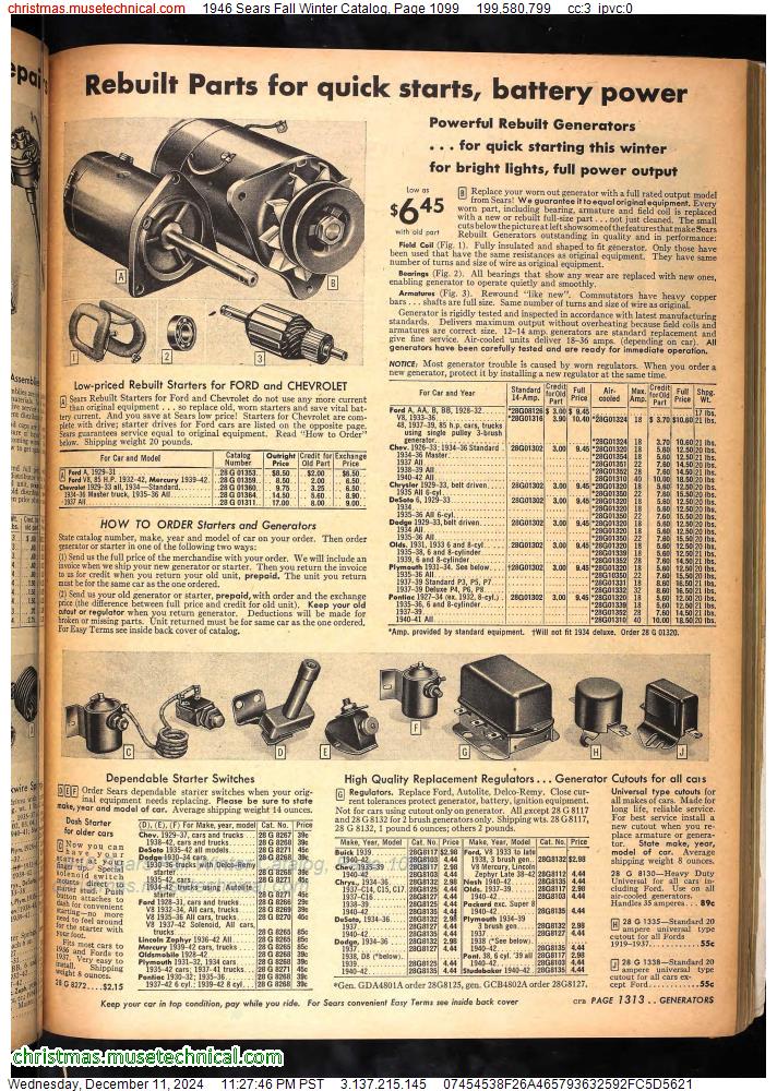 1946 Sears Fall Winter Catalog, Page 1099