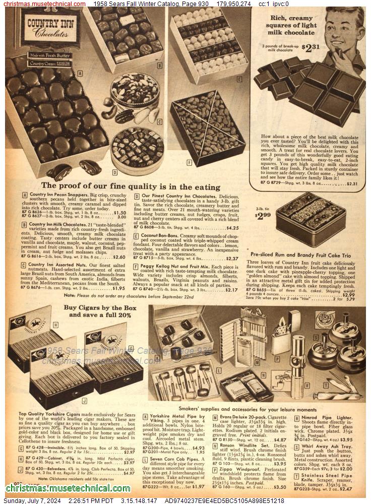 1958 Sears Fall Winter Catalog, Page 930