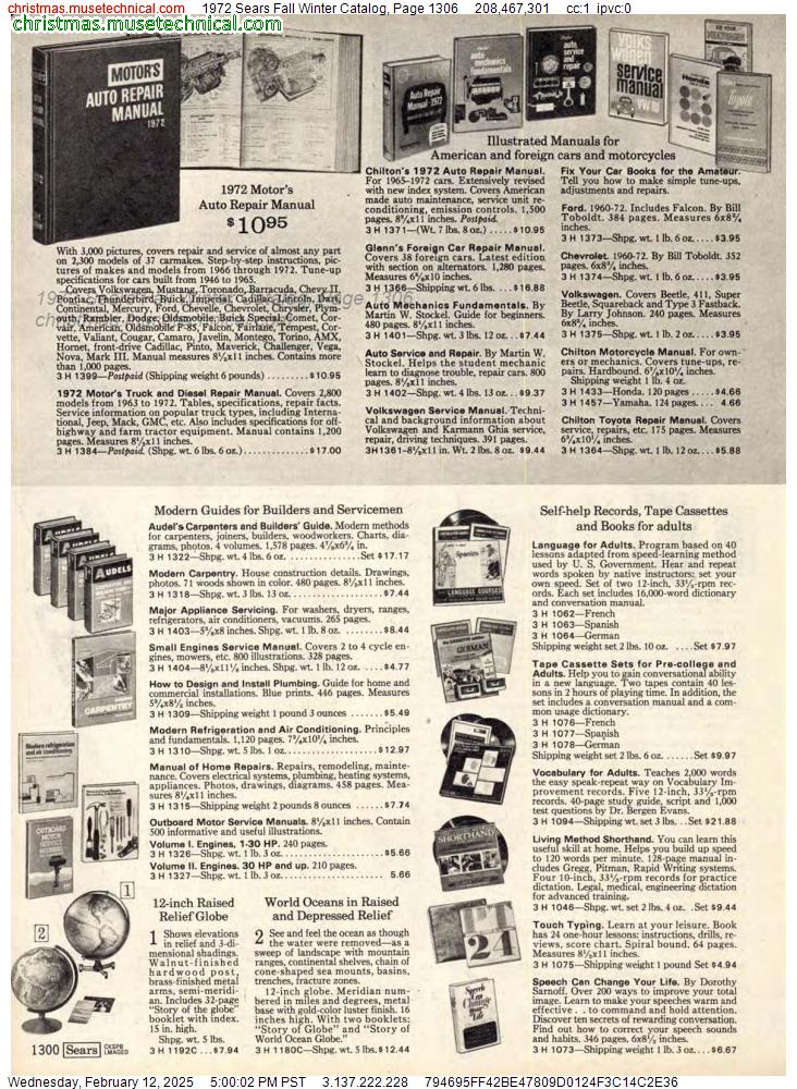 1972 Sears Fall Winter Catalog, Page 1306