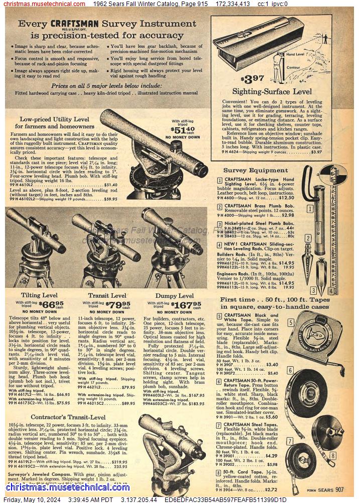 1962 Sears Fall Winter Catalog, Page 915