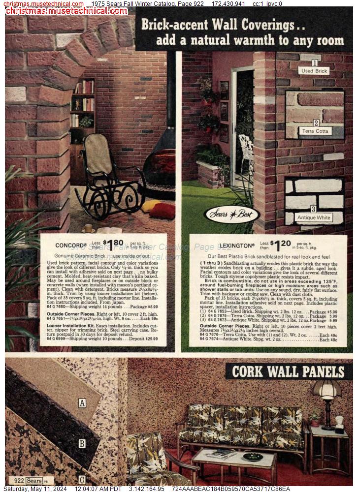 1975 Sears Fall Winter Catalog, Page 922