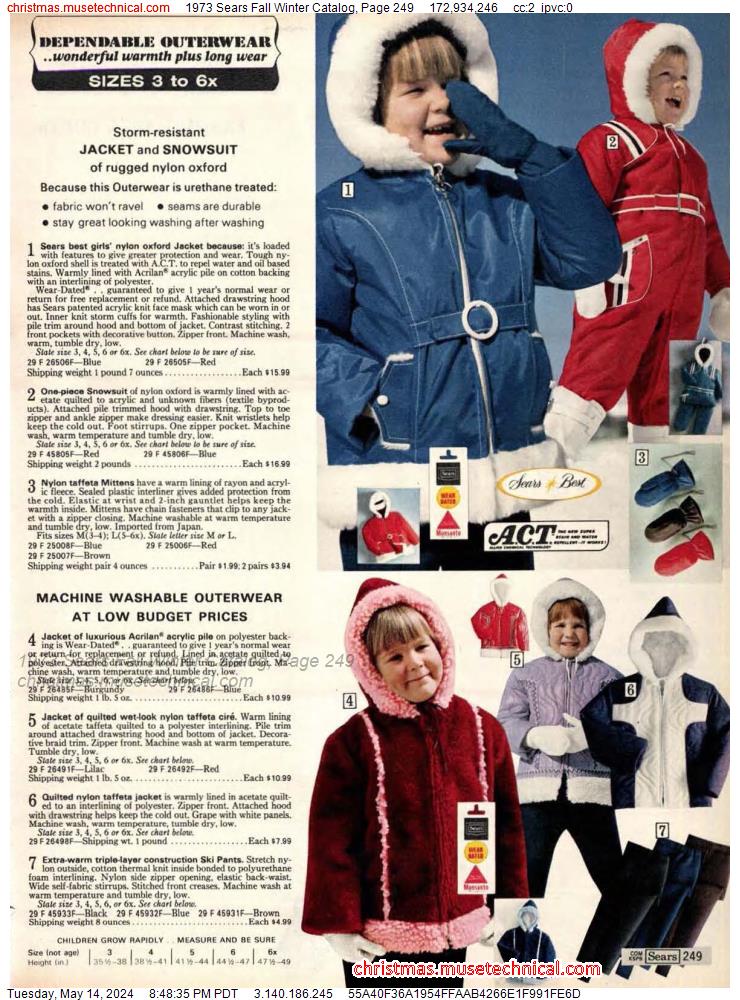1973 Sears Fall Winter Catalog, Page 249