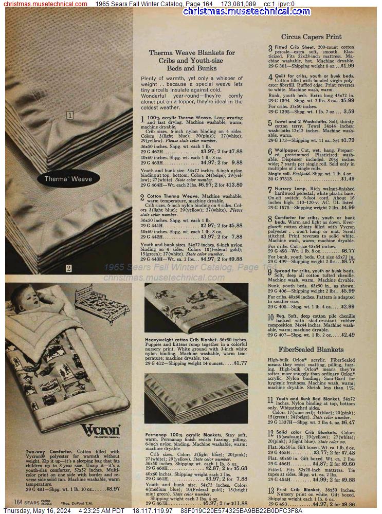 1965 Sears Fall Winter Catalog, Page 164