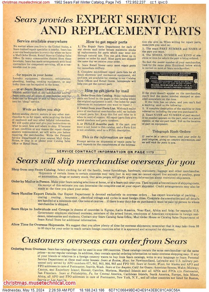 1962 Sears Fall Winter Catalog, Page 745