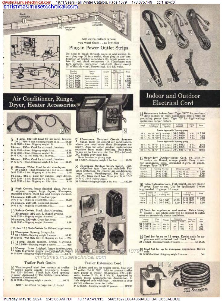 1971 Sears Fall Winter Catalog, Page 1079