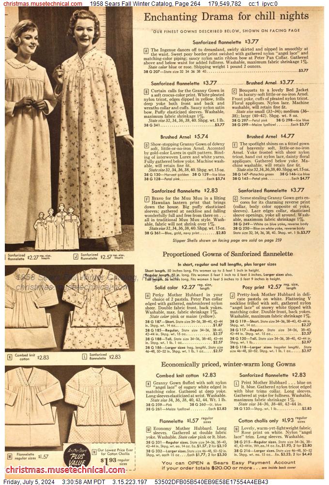 1958 Sears Fall Winter Catalog, Page 264