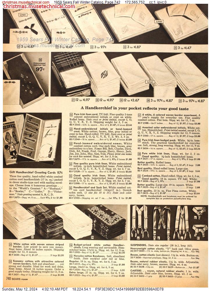 1959 Sears Fall Winter Catalog, Page 742