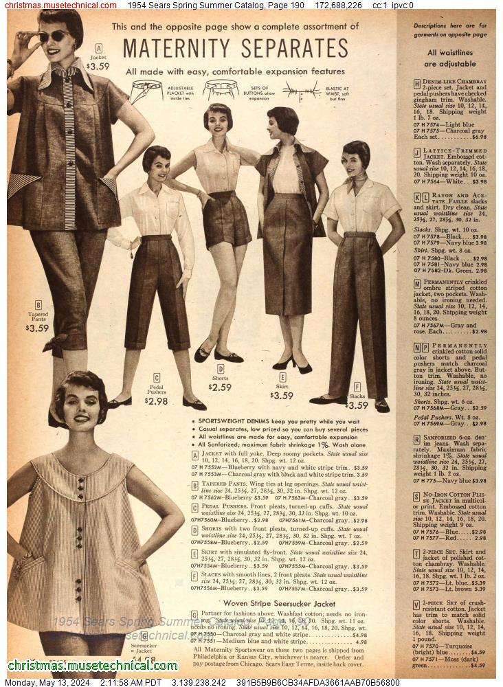 1954 Sears Spring Summer Catalog, Page 190