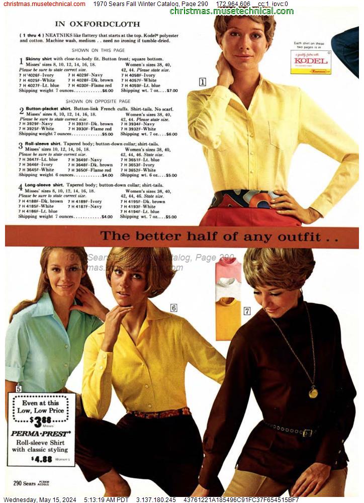 1970 Sears Fall Winter Catalog, Page 290
