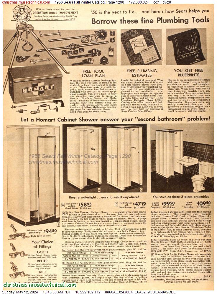 1956 Sears Fall Winter Catalog, Page 1290