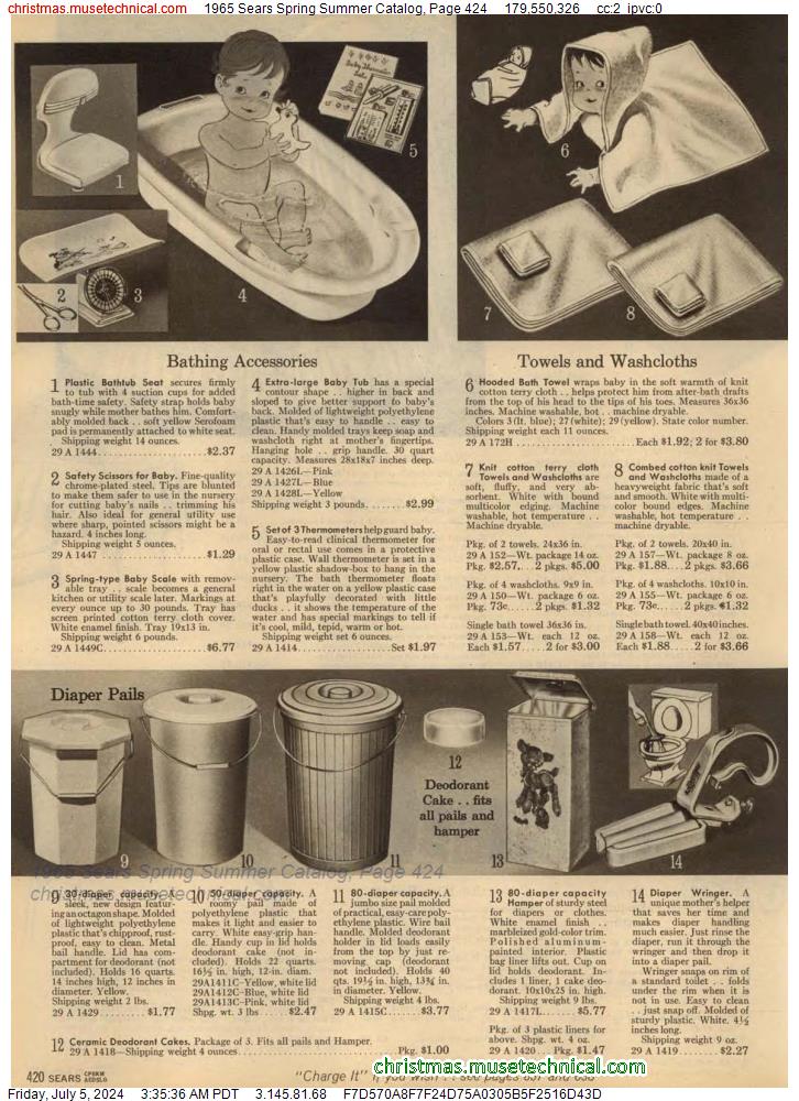 1965 Sears Spring Summer Catalog, Page 424