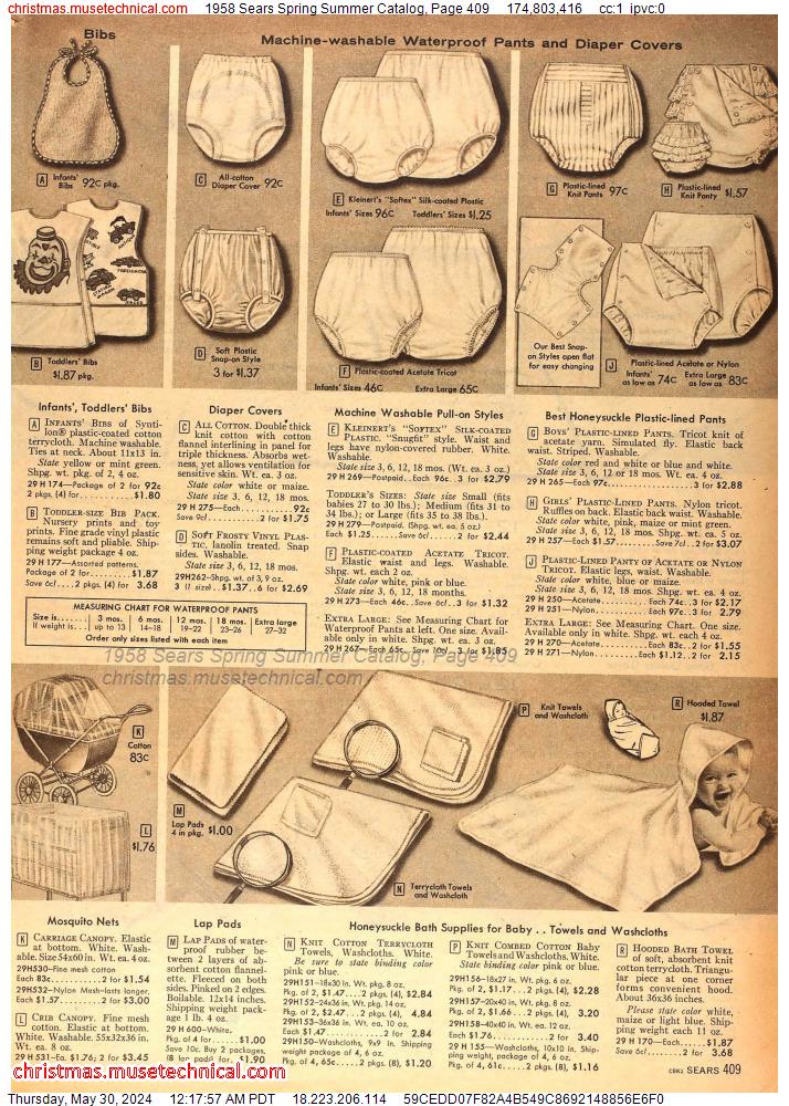 1958 Sears Spring Summer Catalog, Page 409