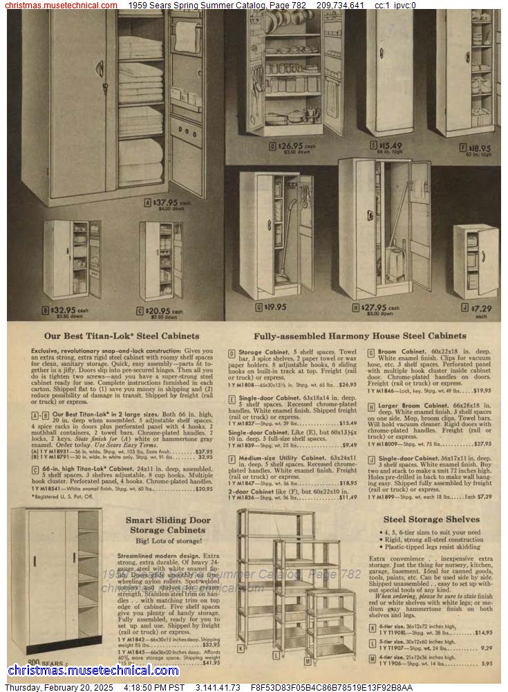 1959 Sears Spring Summer Catalog, Page 782