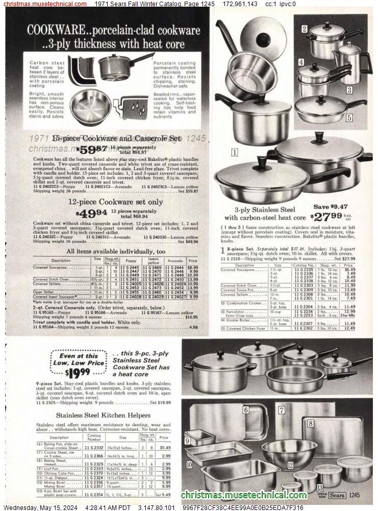 1971 Sears Fall Winter Catalog, Page 1245