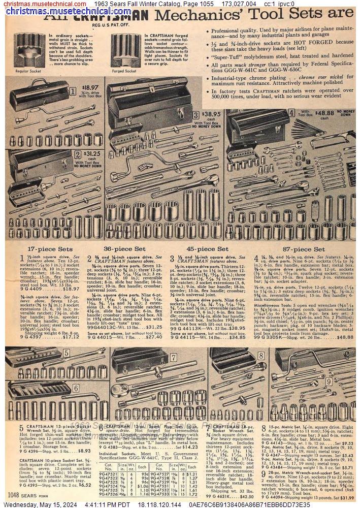 1963 Sears Fall Winter Catalog, Page 1055