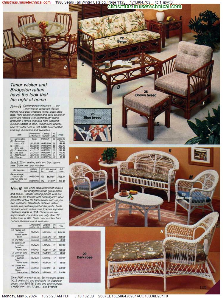1986 Sears Fall Winter Catalog, Page 1135