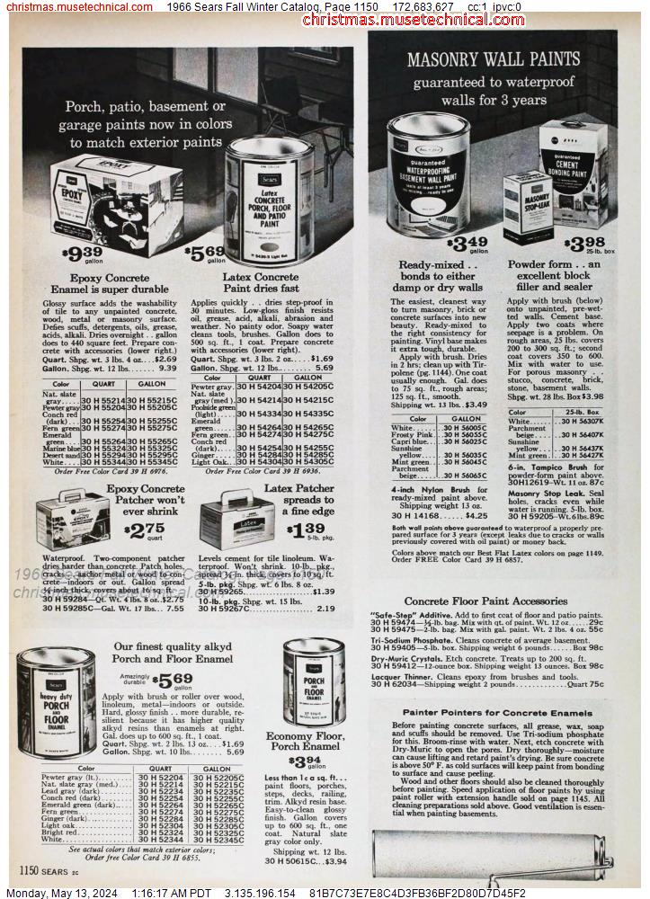 1966 Sears Fall Winter Catalog, Page 1150