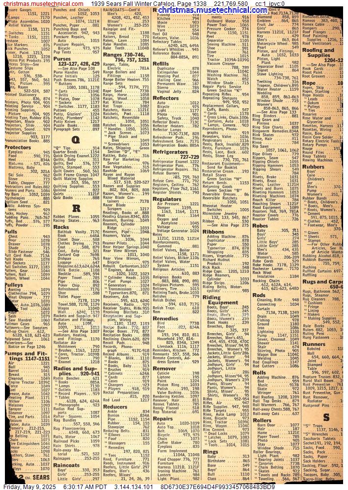 1939 Sears Fall Winter Catalog, Page 1338