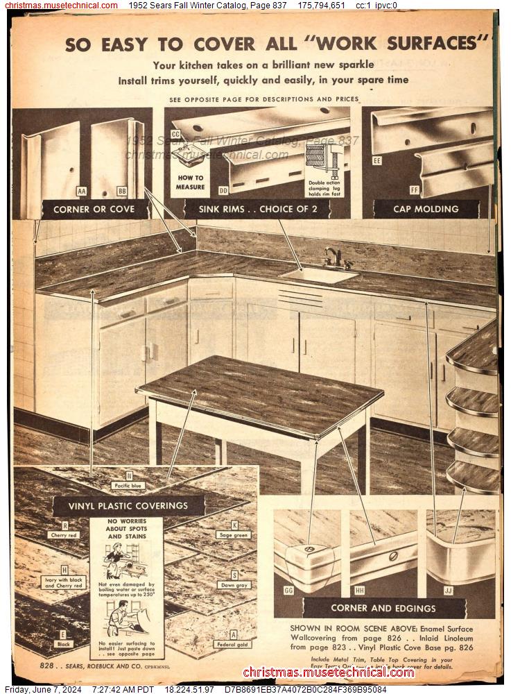 1952 Sears Fall Winter Catalog, Page 837