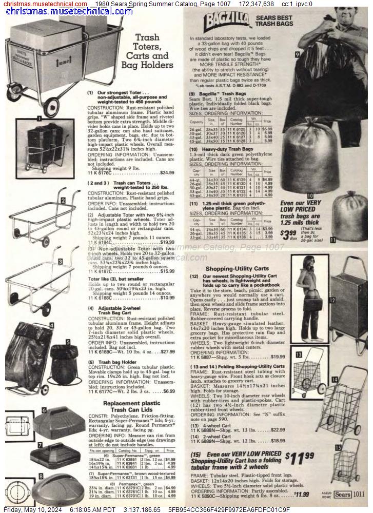 1980 Sears Spring Summer Catalog, Page 1007