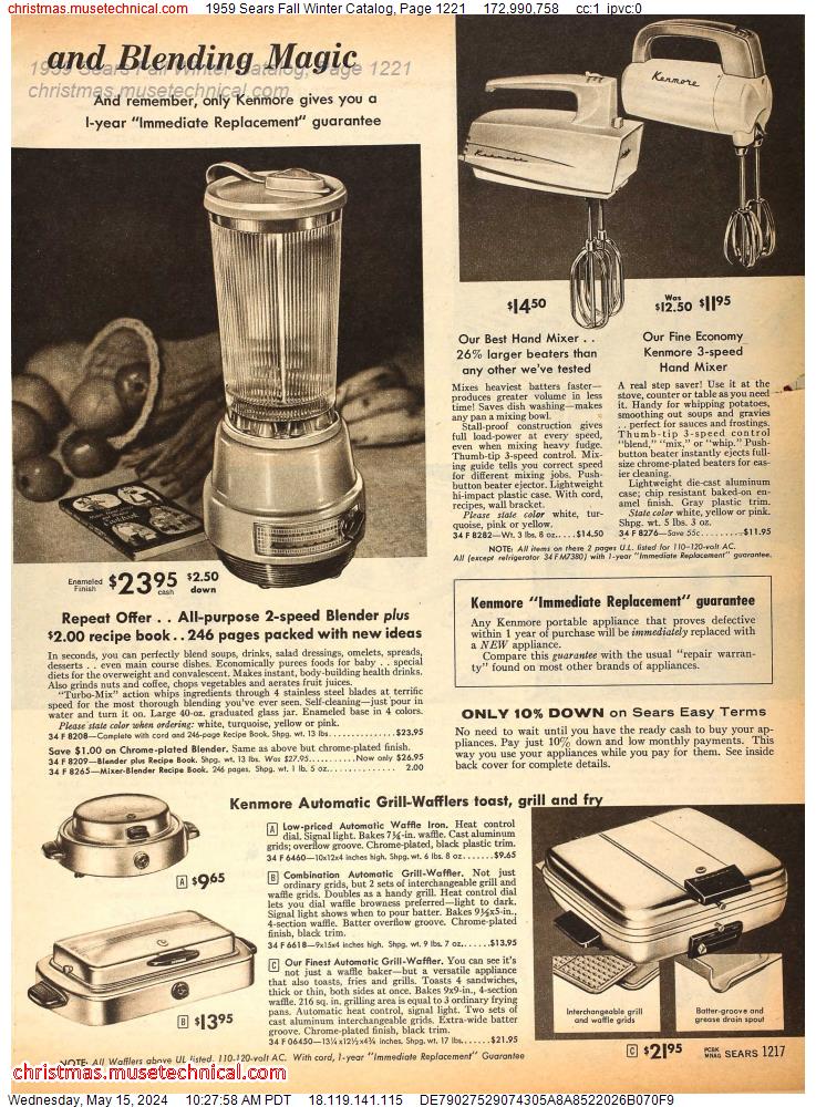 1959 Sears Fall Winter Catalog, Page 1221