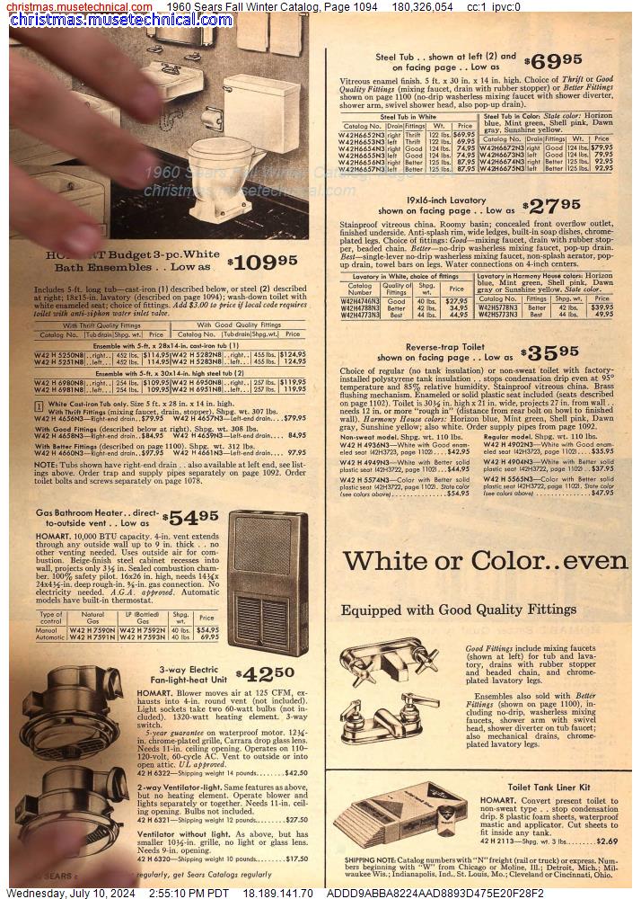 1960 Sears Fall Winter Catalog, Page 1094