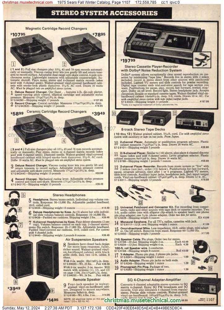 1975 Sears Fall Winter Catalog, Page 1107