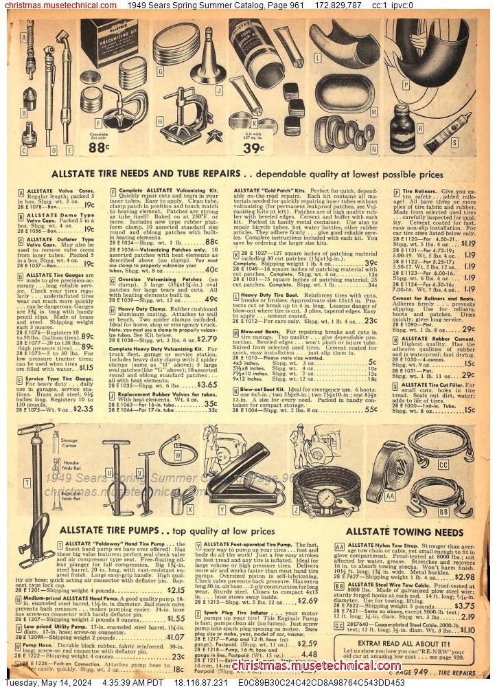 1949 Sears Spring Summer Catalog, Page 961