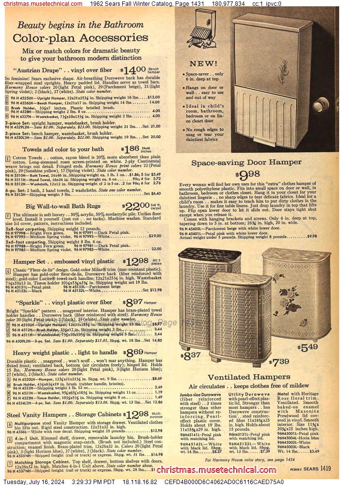 1962 Sears Fall Winter Catalog, Page 1431