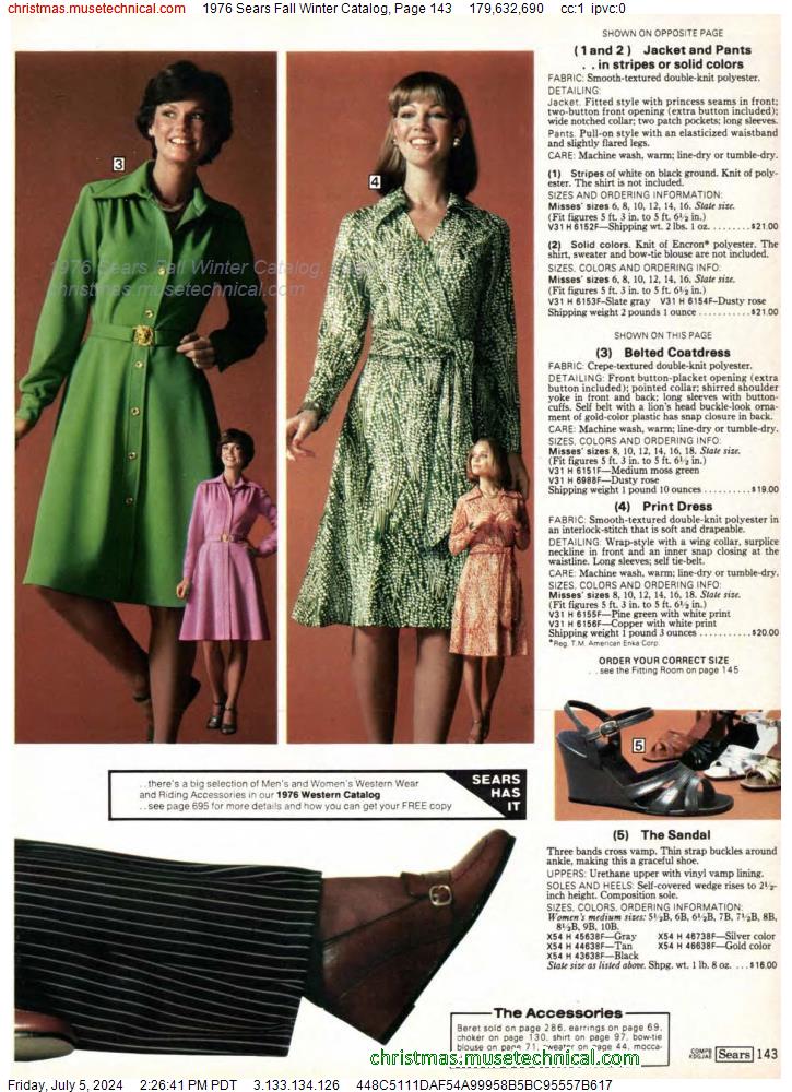 1976 Sears Fall Winter Catalog, Page 143
