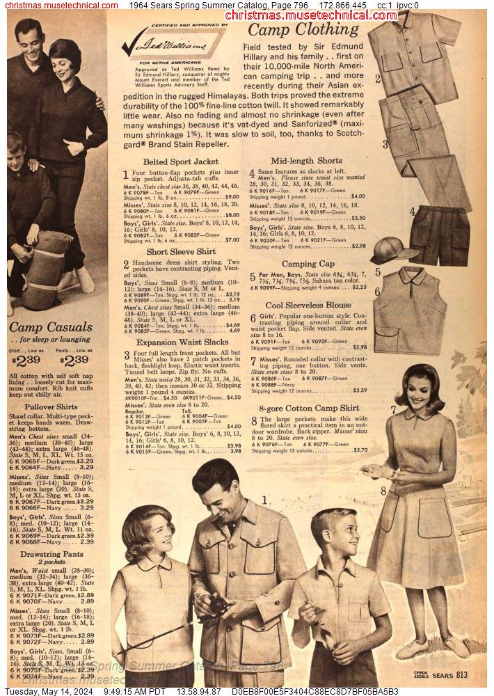 1964 Sears Spring Summer Catalog, Page 796