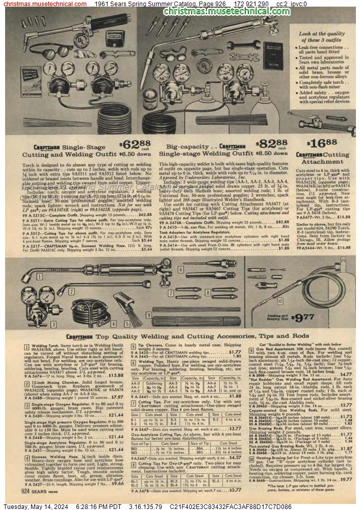 1961 Sears Spring Summer Catalog, Page 926