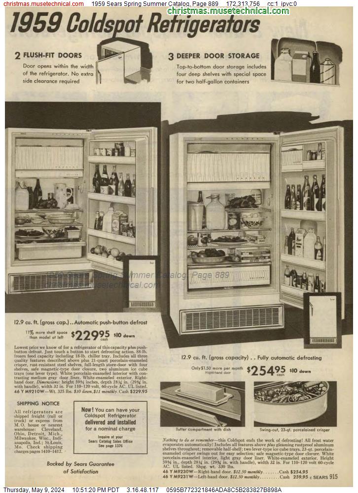 1959 Sears Spring Summer Catalog, Page 889