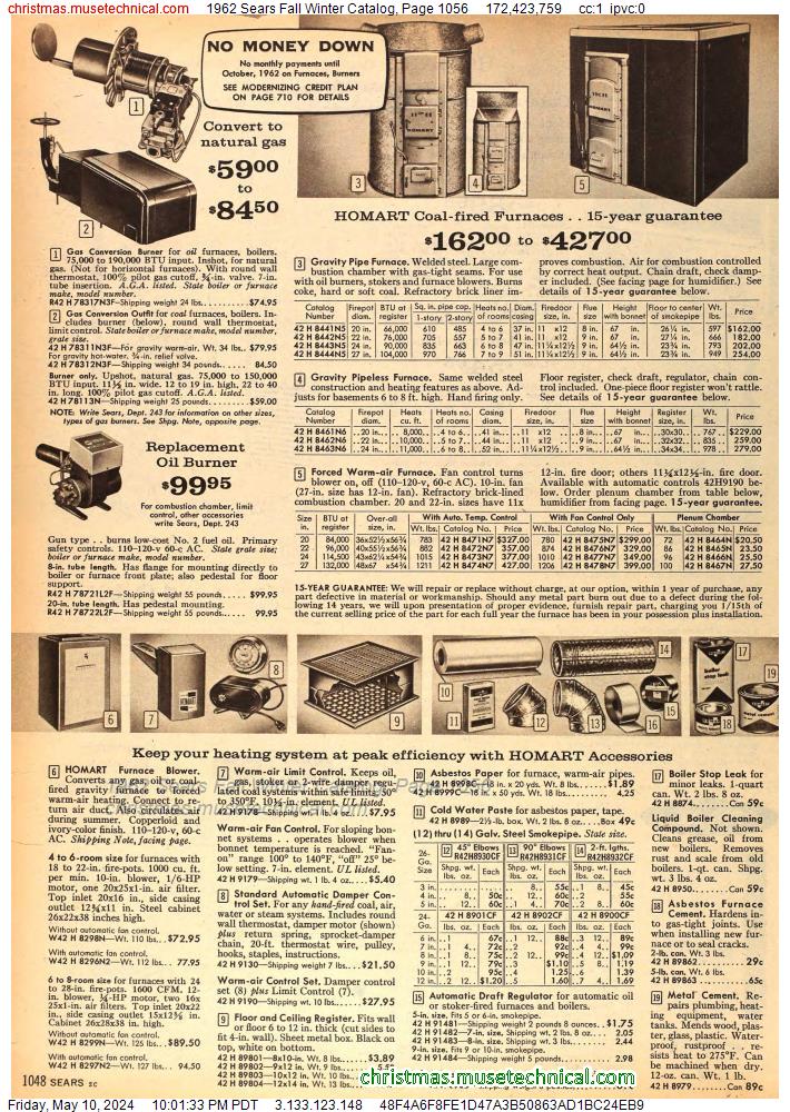 1962 Sears Fall Winter Catalog, Page 1056