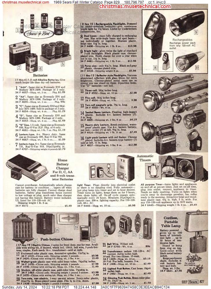 1969 Sears Fall Winter Catalog, Page 829