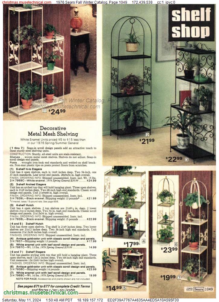 1976 Sears Fall Winter Catalog, Page 1049