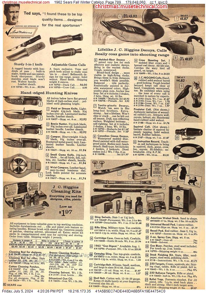 1962 Sears Fall Winter Catalog, Page 789