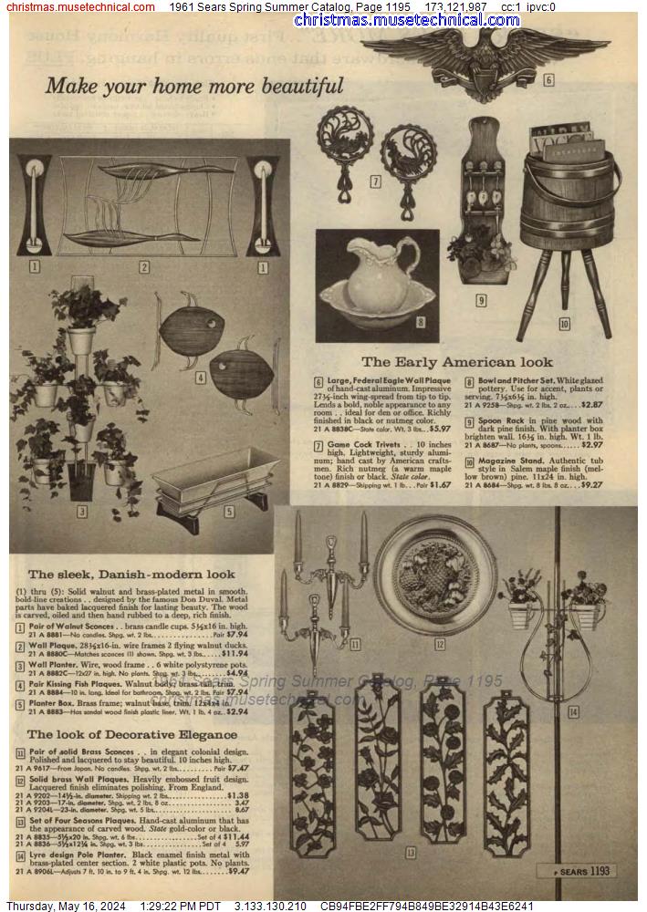 1961 Sears Spring Summer Catalog, Page 1195
